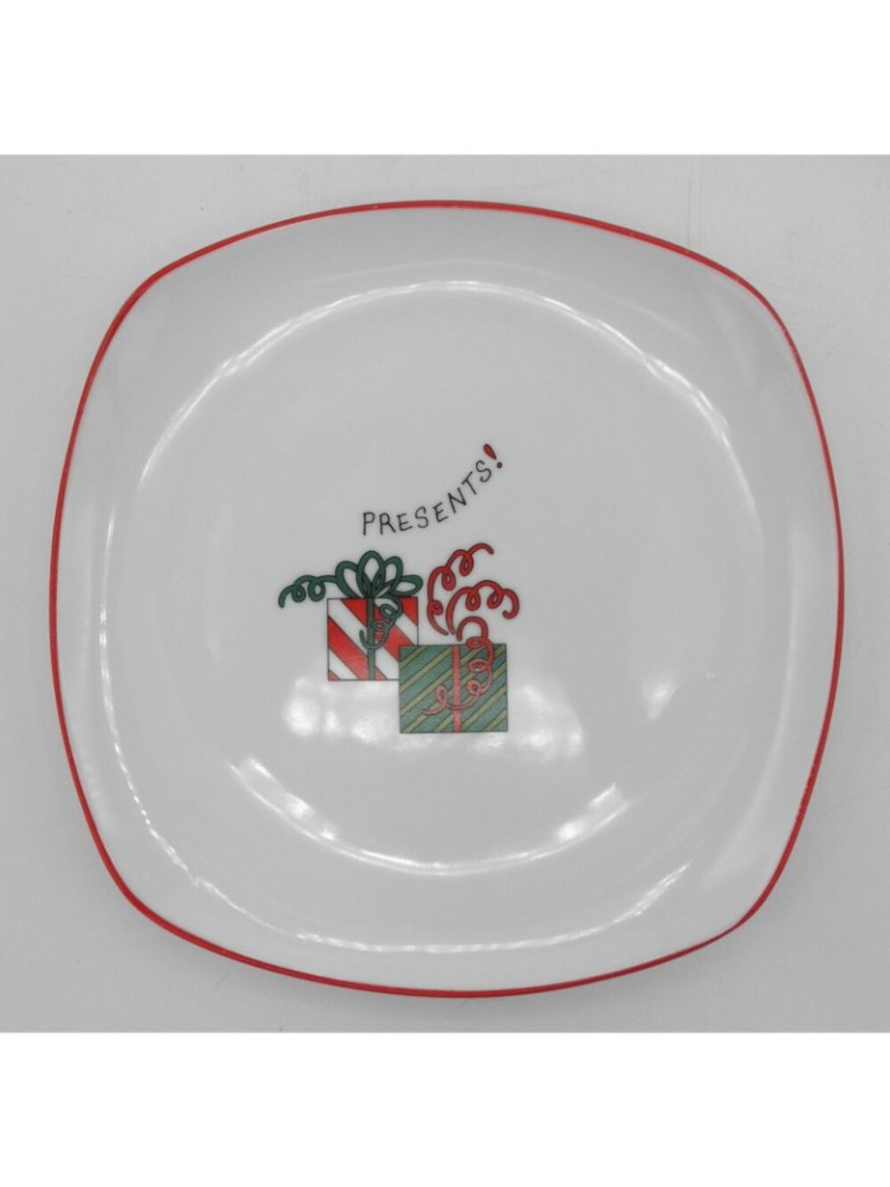 Happy Holidays by Fitz & Floyd 8 Inch Square Plates Set of 4 Excellent! - Picture 5 of 9